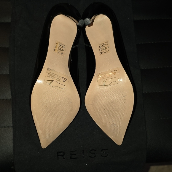 Reiss Black Patent Pointed-Toe Leather Heels - Picture 4 of 12